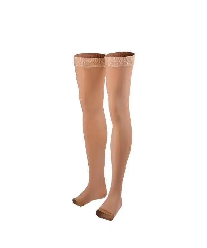 Thigh High Open Toe Compression Hose 20-30 mmHg Opaque Stockings