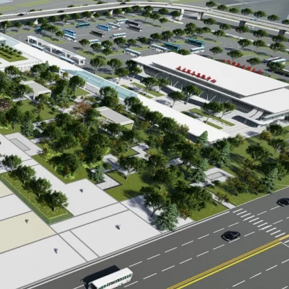 3d building model for building SU model or re-model and rendering for public social facilities build by air view or night view
