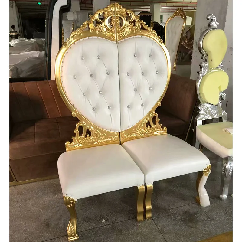 European Modern Style Banquet Wedding Furniture Hotel Luxury Crown Royal Princess High Back Gold Silver Throne Thrown Chairs