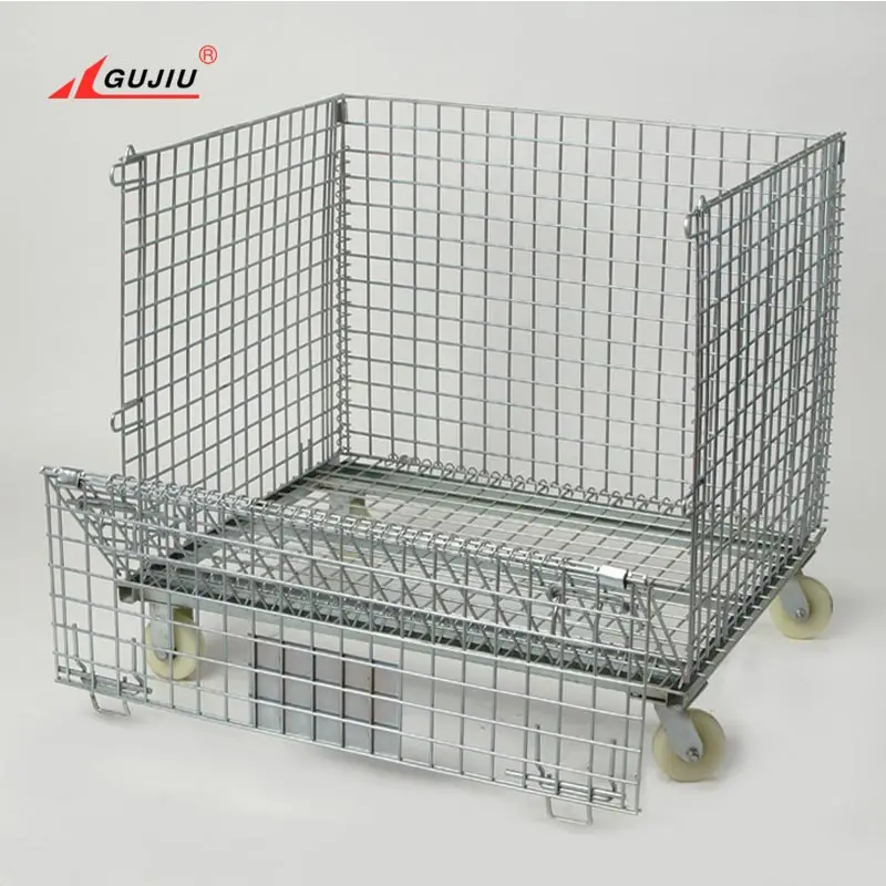 
Stacking Parts Grid Pet Proform Side Open Mesh Foldable Warehouse Metal Vegetable Box Container Collapsible Storage Bin 