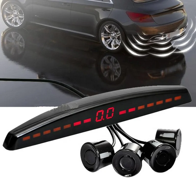 
LED display Car Parking Sensors 4 Radars Automobile Parkmaster Car-detector Parktronic Alarm Black white Grey 