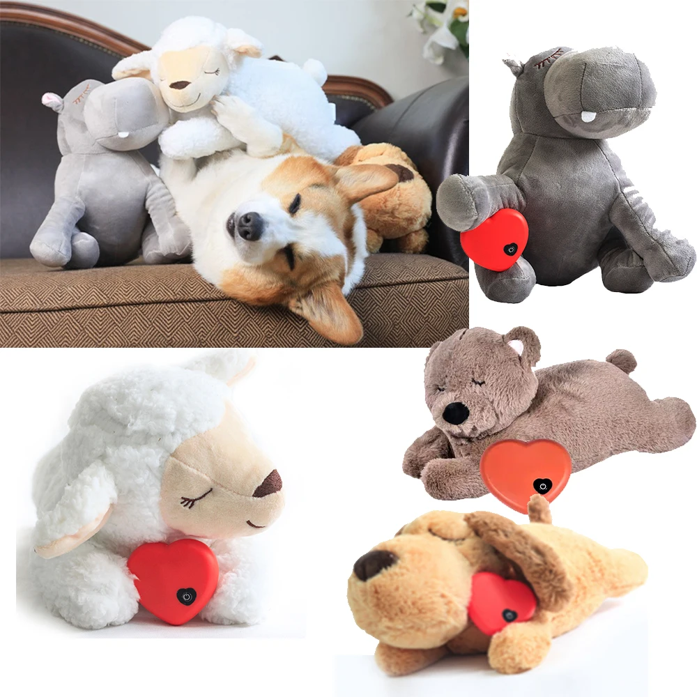 Customize apparence Cute Puppy Accompany Aid Heartbeat Dog Plush Animal Toys For Pets