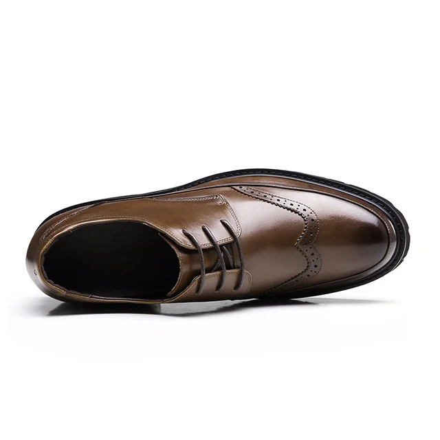 Handmade fashion office genuine leather wedding men elevator dress shoes