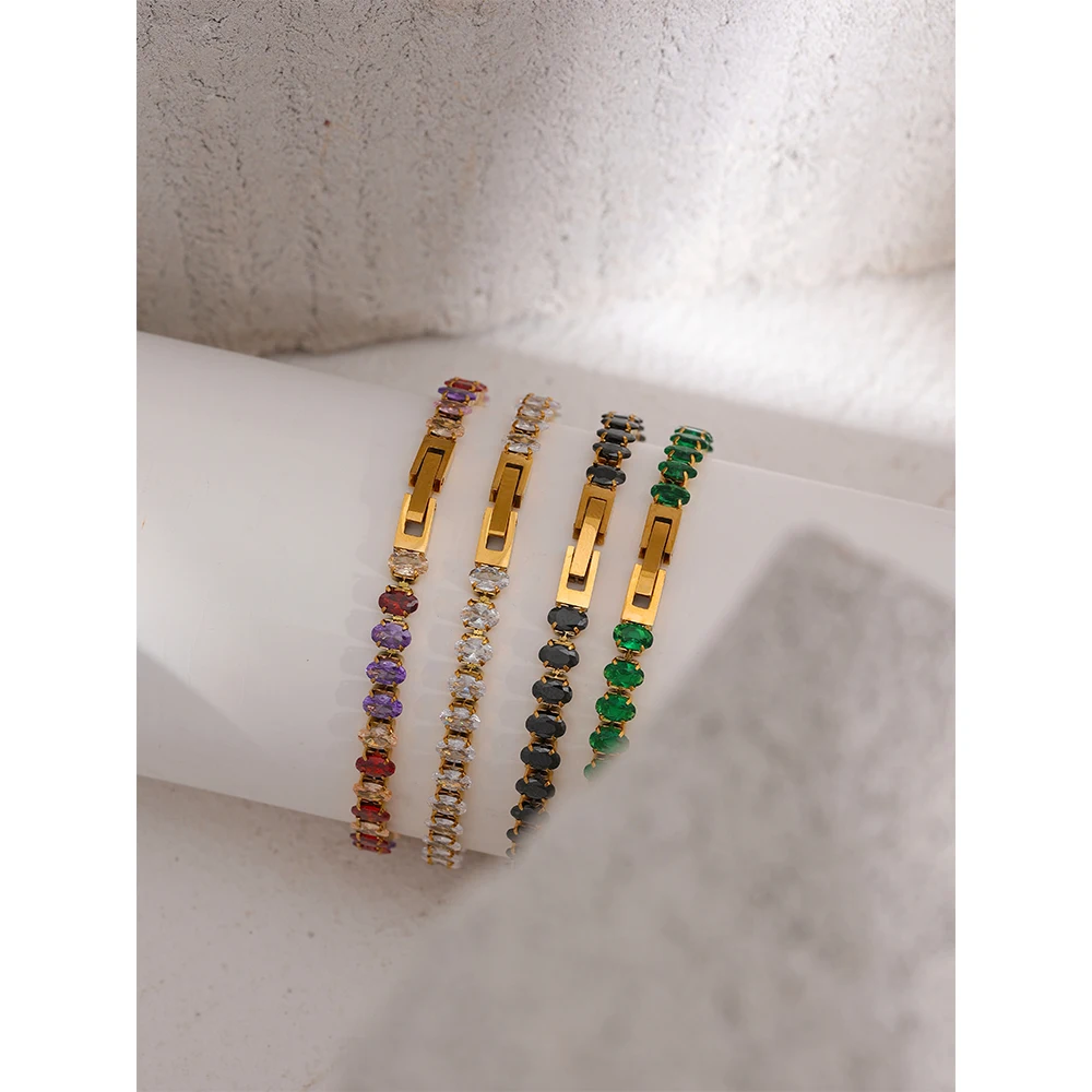 JINYOU 584 модная нержавеющая сталь 18K позолоченный Красочный кубический цирконий Муассанит ожерелье набор ювелирных изделий высокого качества