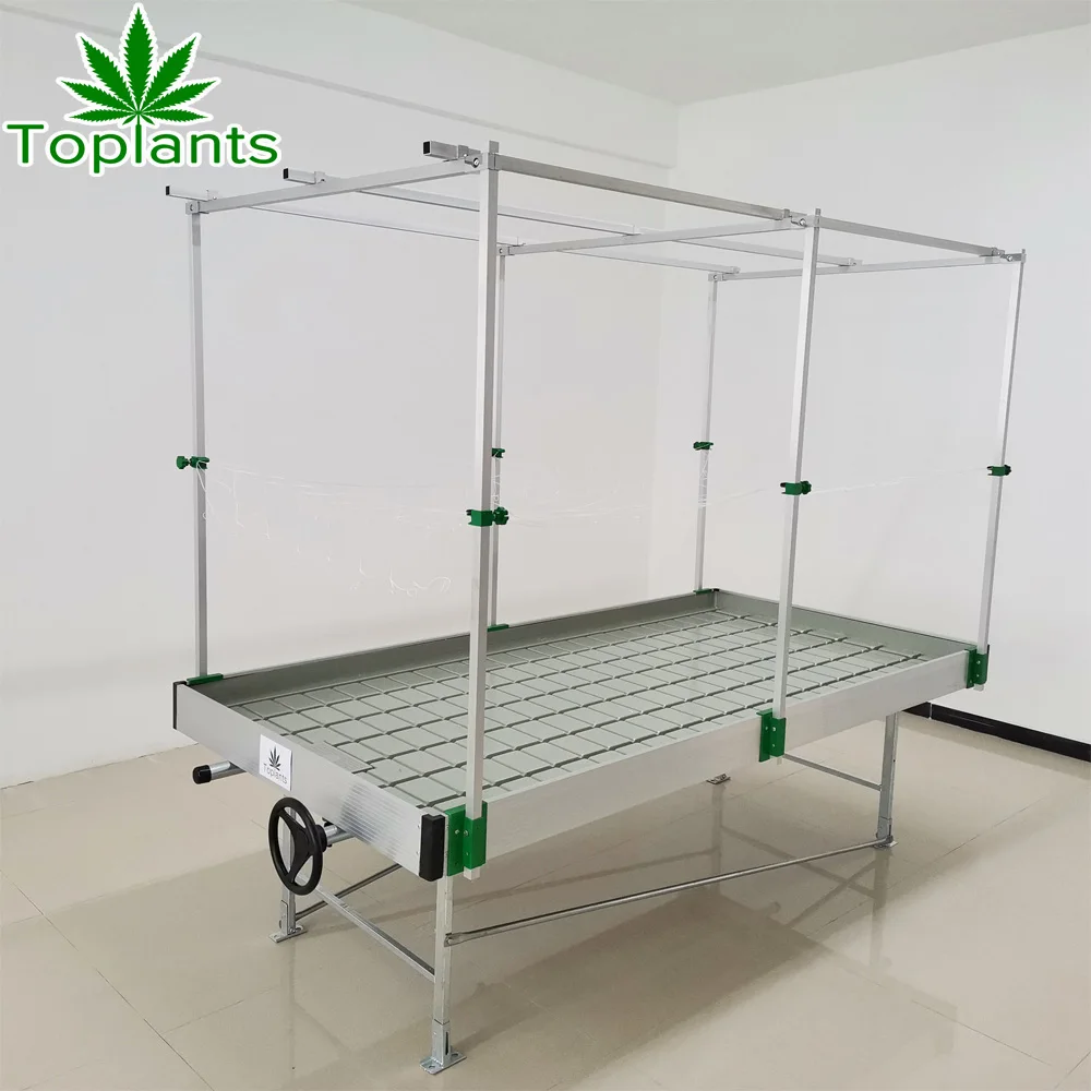 Rolling hydroponic system ebb and flow benches table including different plastic tray