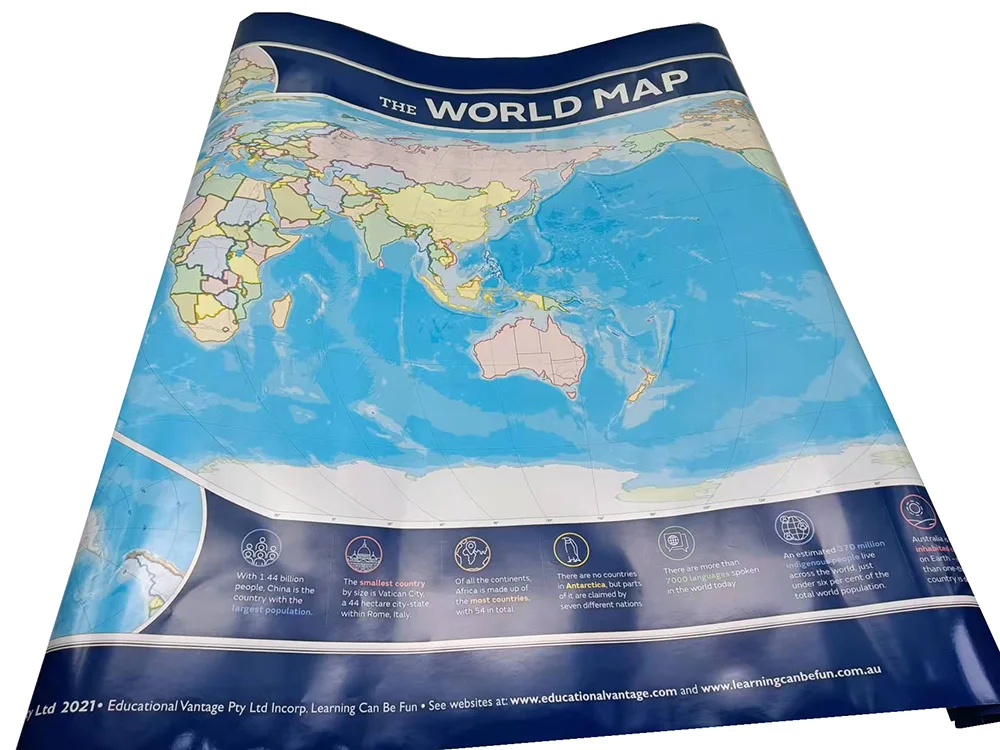Great Double side XL chart world map learning world geography states territories cities for playroom bedroom or classroom