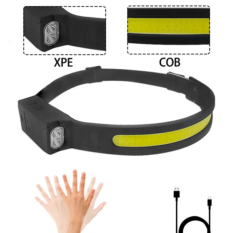 New Arrival Upgrade Silicone COB Torche LED Motion Sensor Headlight Rechargeable Waterproof Sensor LED Head light For Bicycle