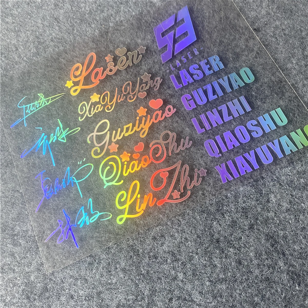 Personalized custom holographic transfer 3D sticker self-adhesive transparent label waterproof glitter logo colorful shiny decal