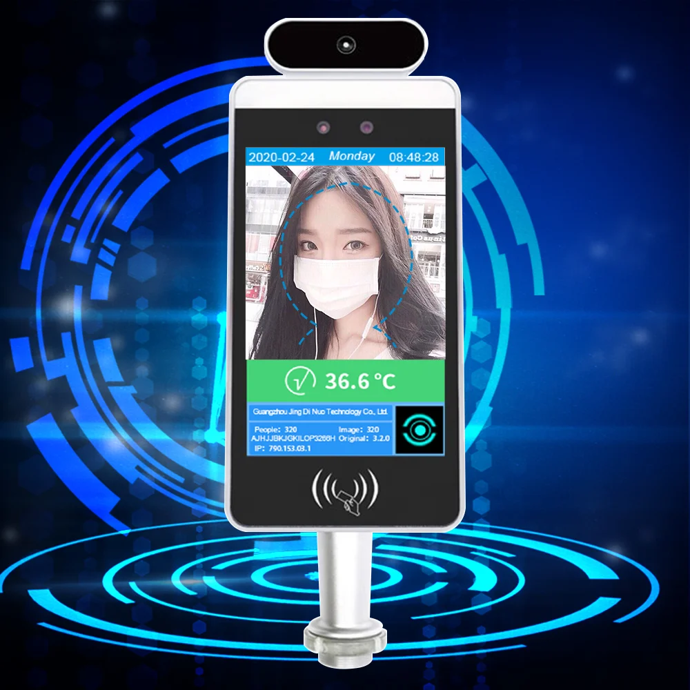  AI Face Recognition Body Temperature Scanner Measuring Device for Access Control Support