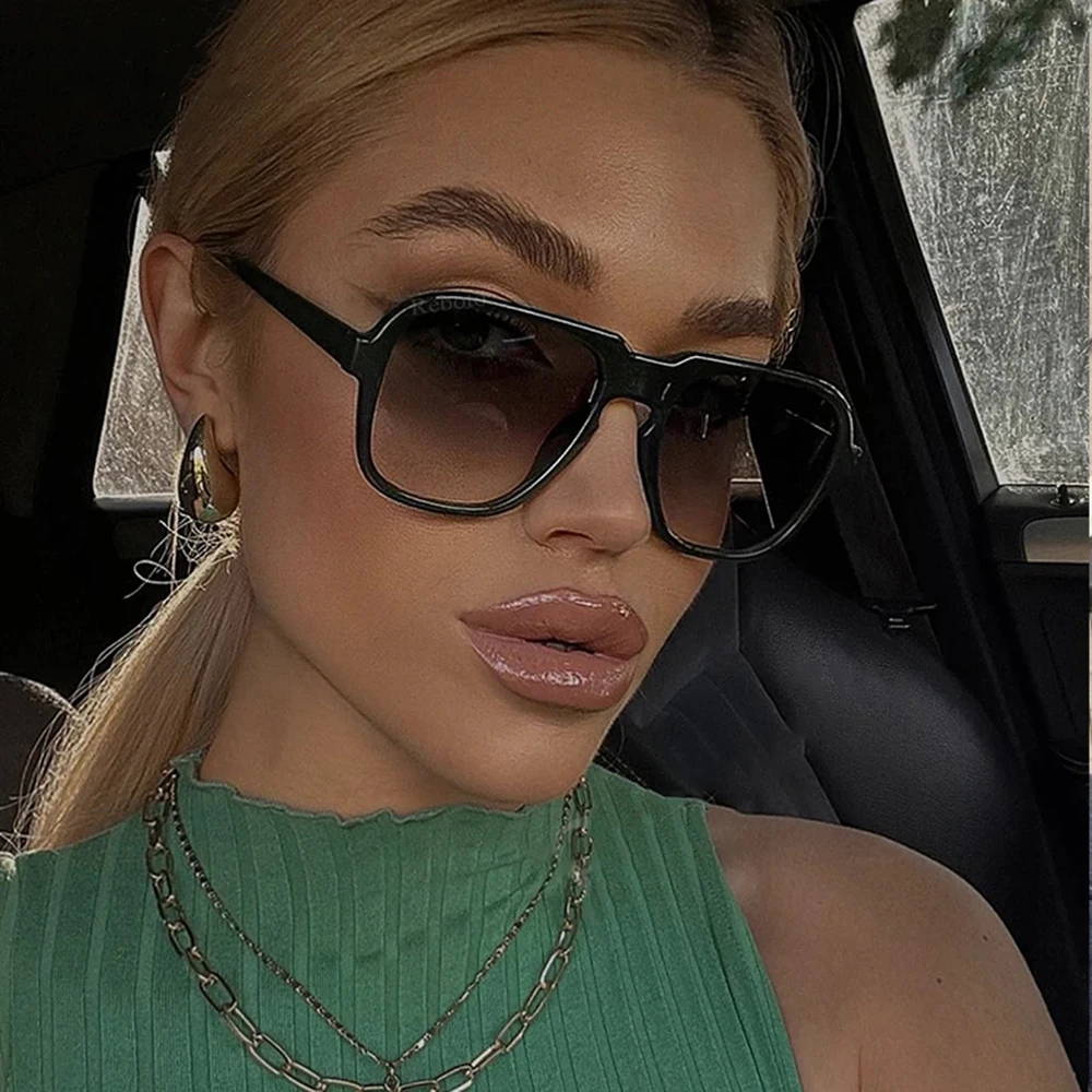 Fashion Candy Color Pilot Sunglasses Women 2024 Retro Luxury Brand Designer Shades Men Trendy Leopard Yellow Square Sun Glasses