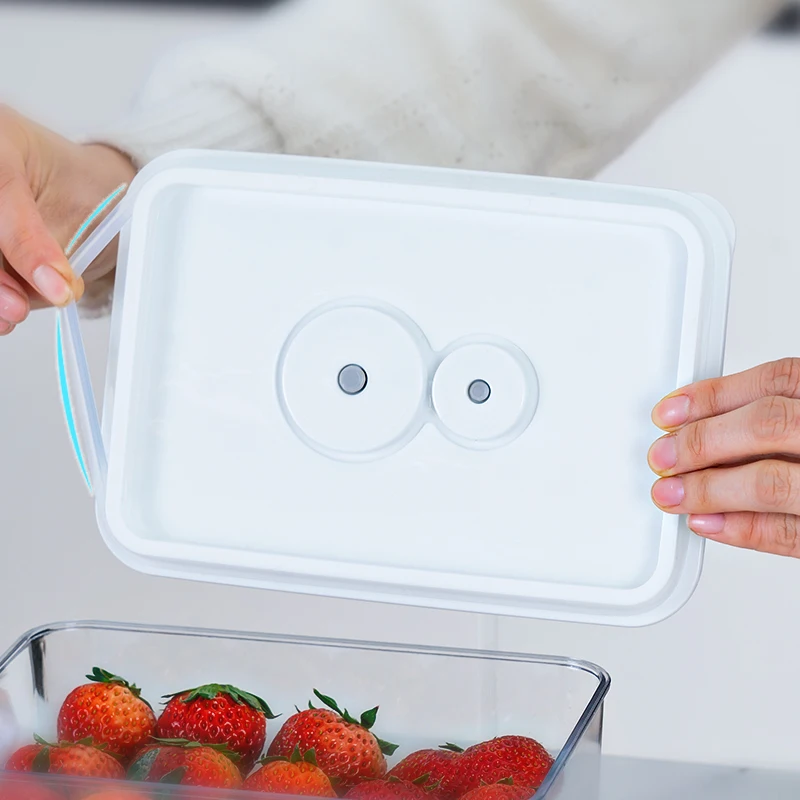 Stackable Refrigerator Food Container Plastic Fruit and Vegetable Storage Box Microwavable lunch box with Date Record Lid