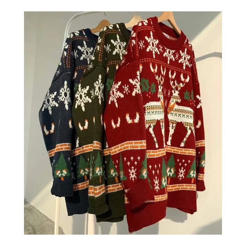Free shipping DiZNEW Wholesale Mens Jacquard Acrylic Cotton Knit Sweater Custom Christmas sweater for both Unisex