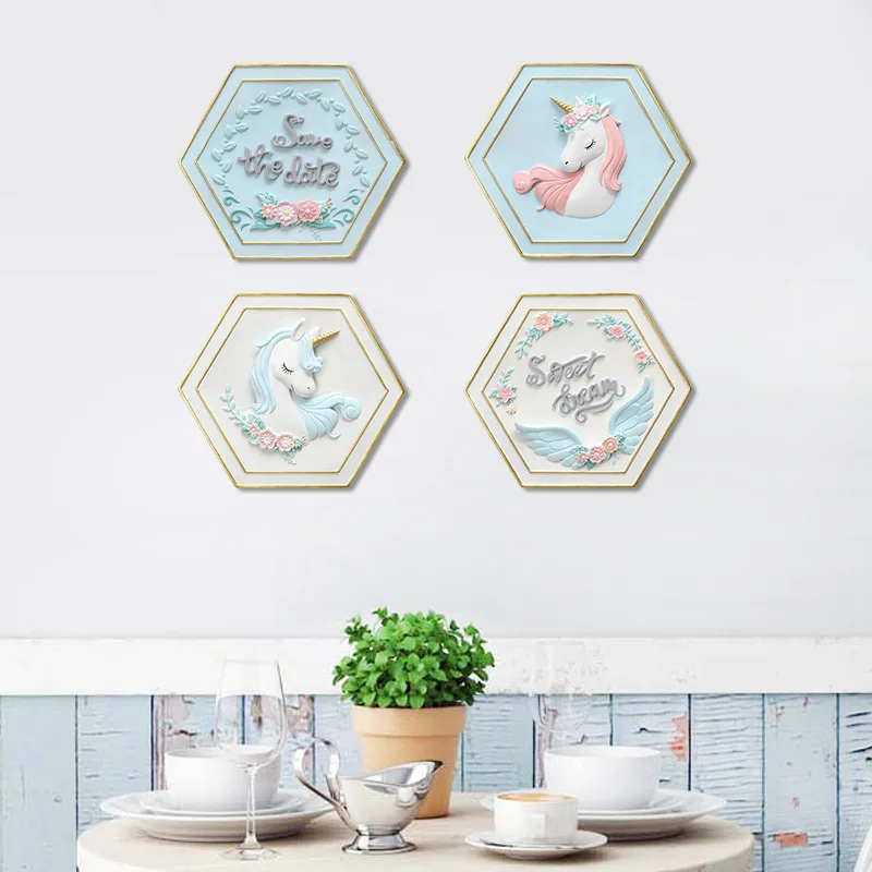 Nordic unicorn wall hanging home soft decoration creative resin decoration craft gift