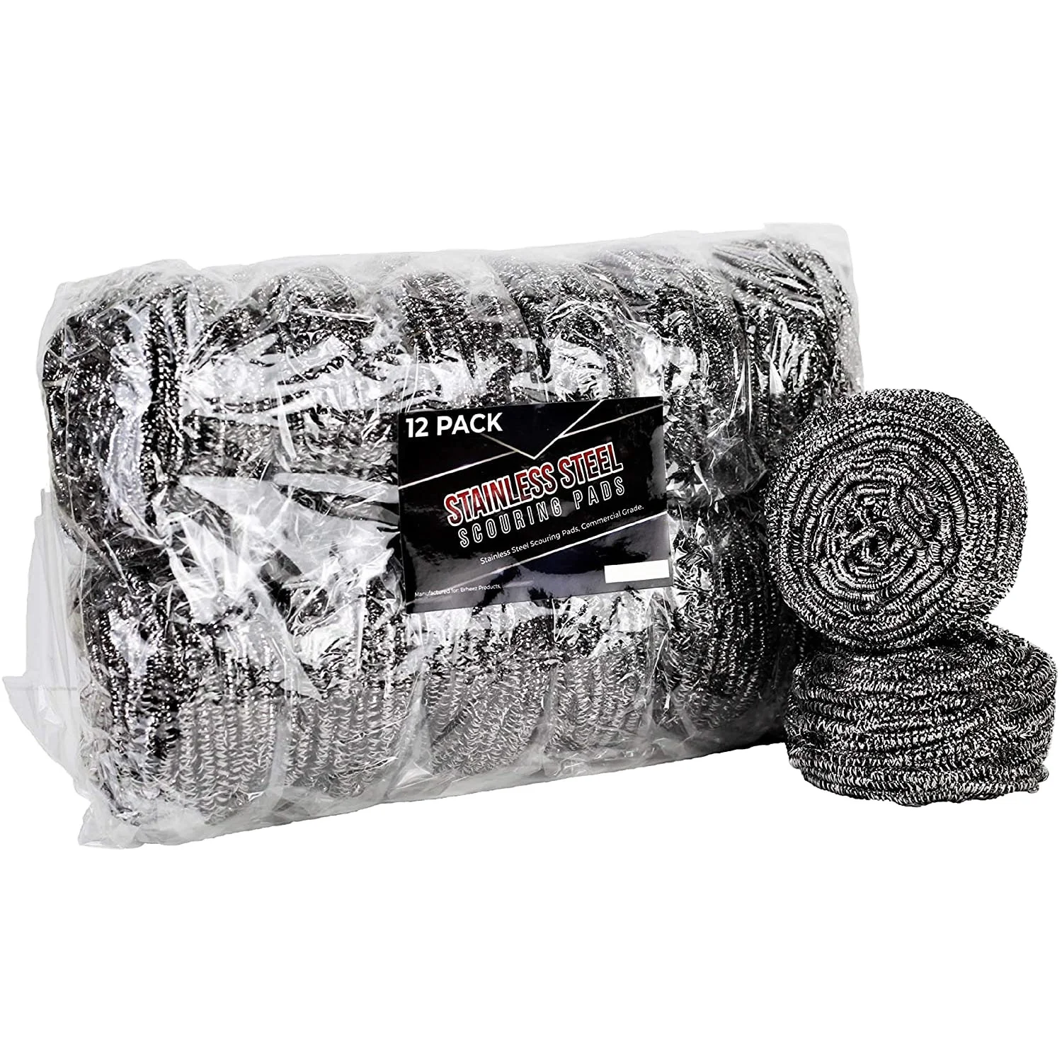 Stainless Steel Polishing Scouring Pads Heavy Wrapped Sponges  Steel Wool Wire Scrubber Pad Used for Tough Kitchen Cleaning