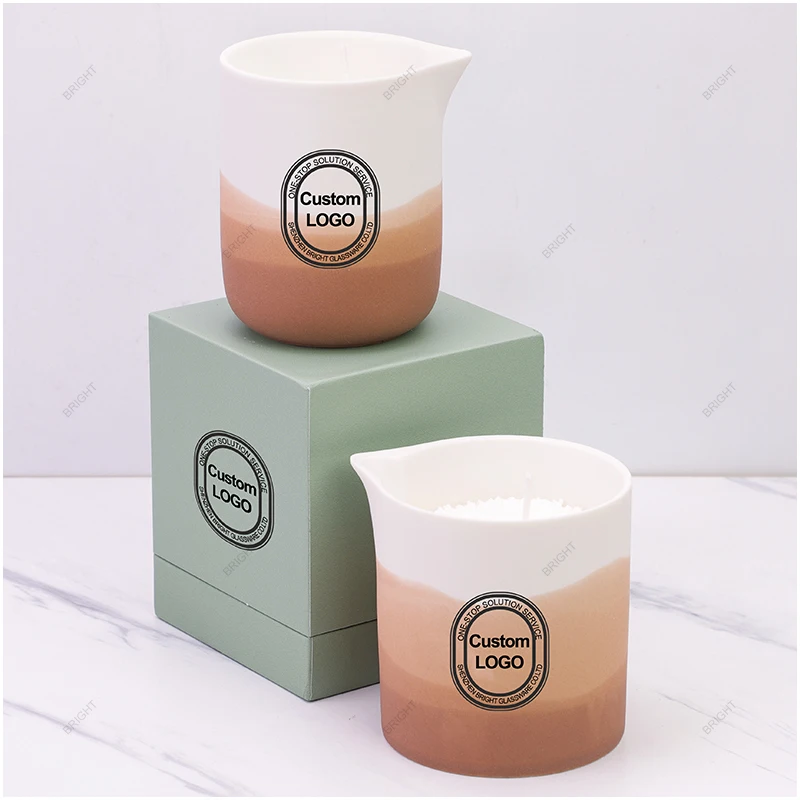 Wholesale Factory Luxury Spa Treatment Scented Candle Soy Wax Container Empty Spout White Ceramic Massage Candle Jar