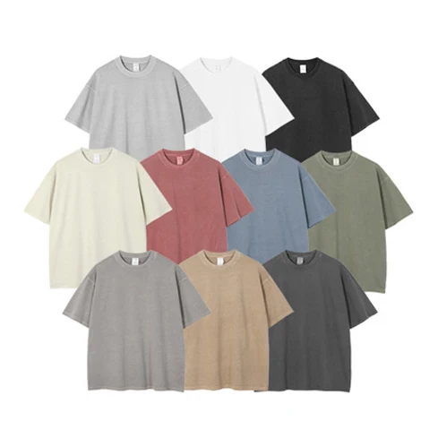 High Quality 250 Gsm 100% Cotton Custom T shirt Printing Unisex Oem Plain T shirt Blank Vintage T shirt Tshirt Acid Wash T-shirt