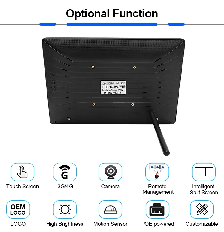 10 Inch Network Android Wireless Wifi Digital Signage 10.1 inch Lcd Advertising Video Media Player