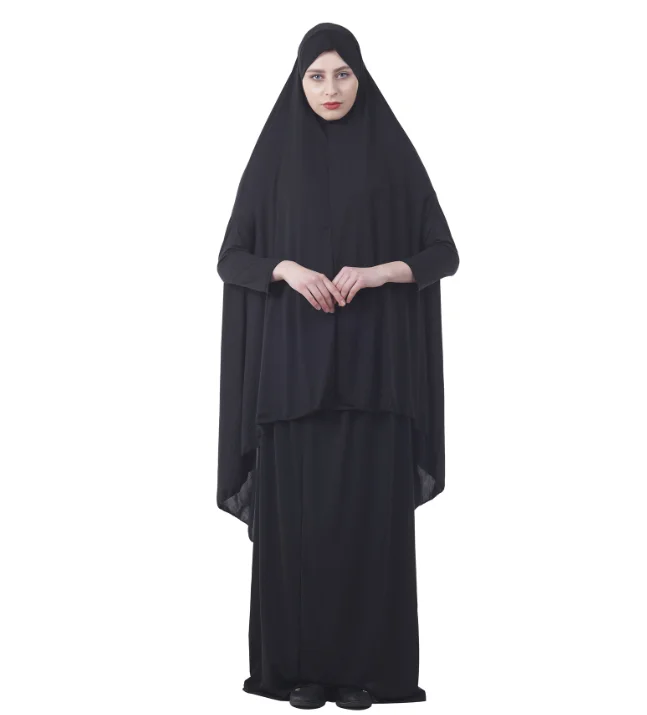 2 Piece Set Women Ramadan Islamic Clothing Muslim Hijab Top And Dress Suits Kaftan Dubai prayer dresses with hijab YMY125
