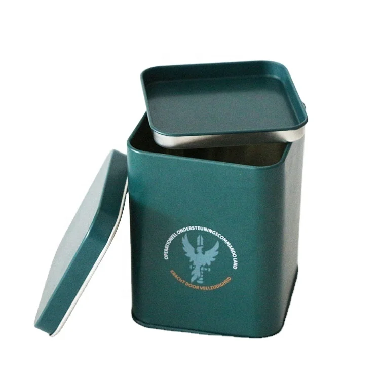 2024 Classic Trend China Green Tea Tin Box Custom Designs Metal Square Tin Box Container Gift Tea Tin Box Double Lid
