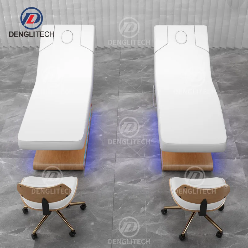 European Professional Fully Body Spa Solid Wood Bed Massage Table 3 Motors Facial Beauty Spa Massage Table Electric