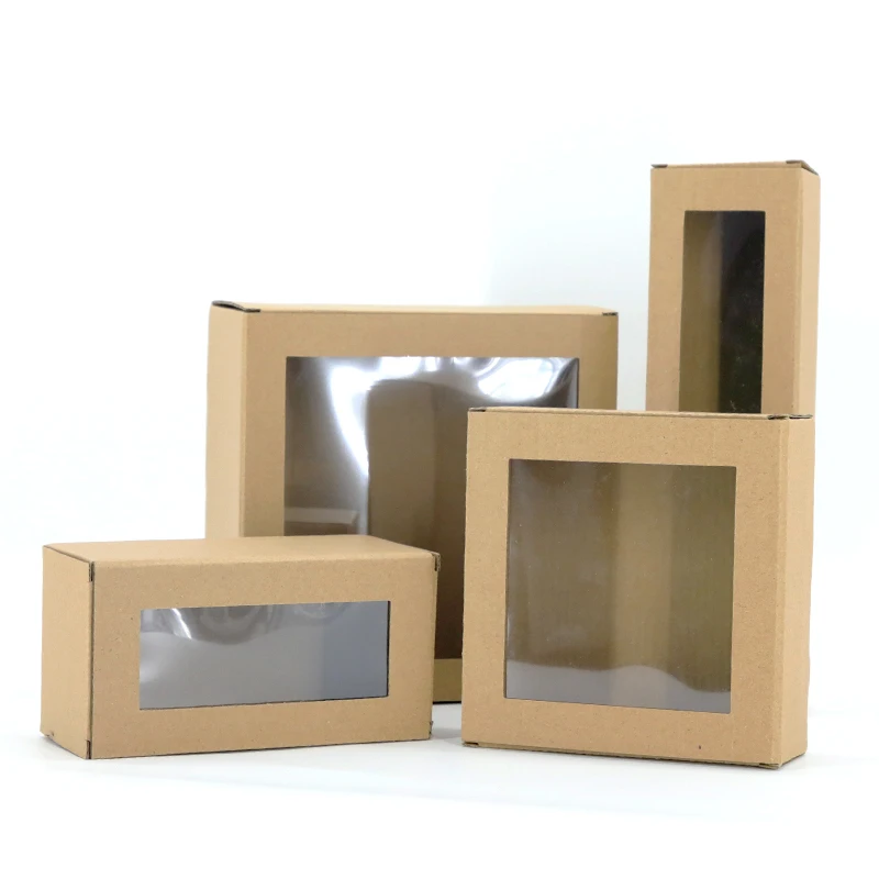 Custom size Plain F flute corrugated paper box with PVC window for cosmetics