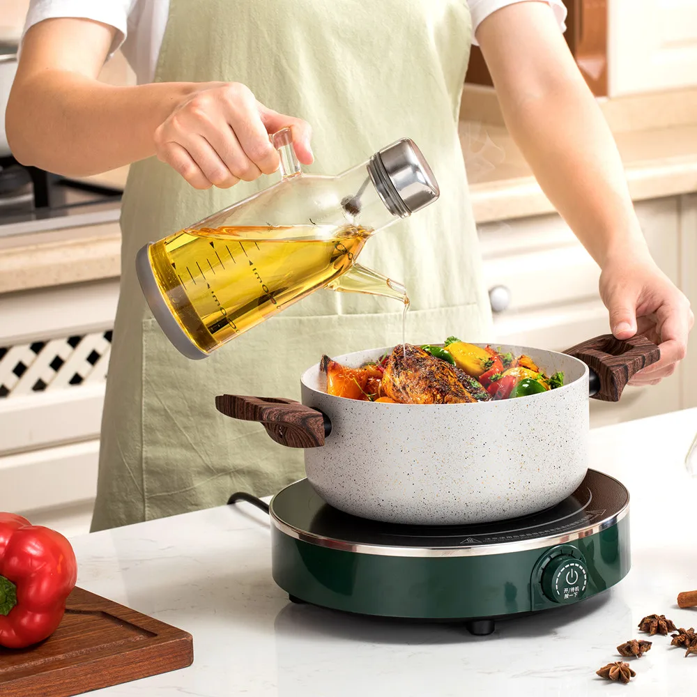 Стеклянная бутылка для масла кухонной посуды дозатор уксуса крышка из нержавеющей стали SUS с силиконовым уплотнительным