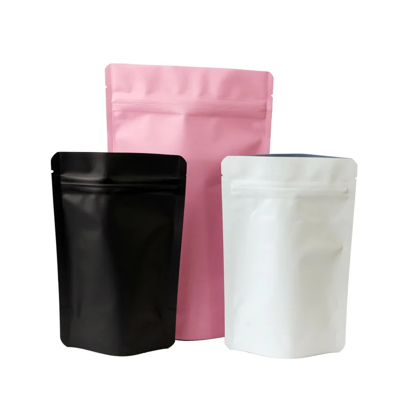In Stock Laminated Aluminum Foil Zip Lock Bag Stand Up Pouch /Matt White Foil Pouch /Zip Lock Coffee Bag With Degassing Valve