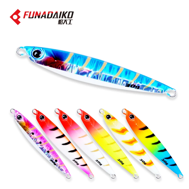 FUNADAIKO 20g 30g 40g 50g 60g metal lure slow jig lead baits luminous hard metal jig lures For Saltwater