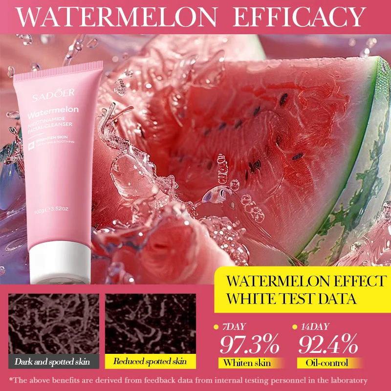 Private Label Organic Natural Anti Acid Cleansing Korean Watermelon Glycerin Face Wash Facial Foam Cleanser