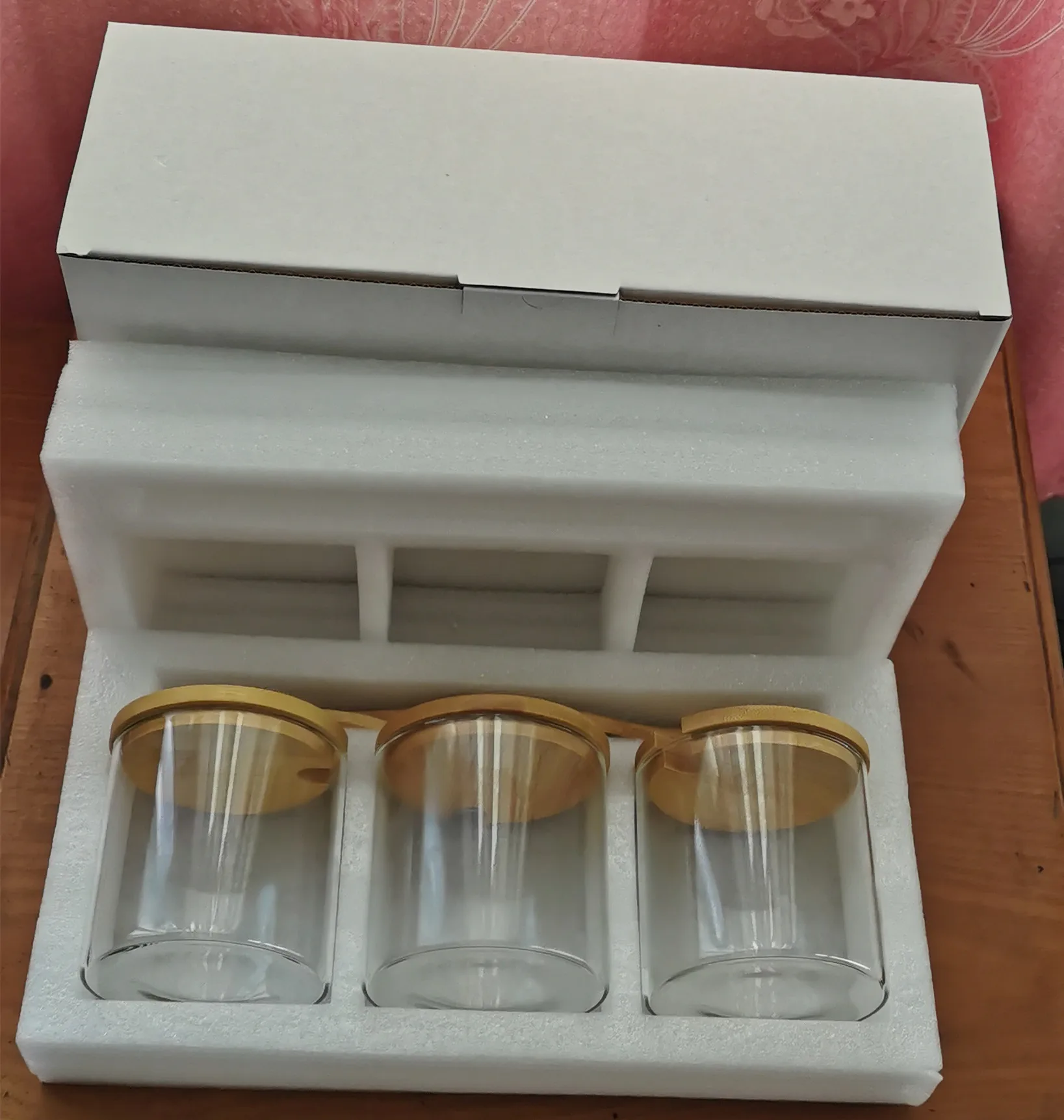 Glass Spice Jar With Bamboo Lid Glass Kitchen Jar Set for Spices, Herbs, Seasoning jars 3 pcs set with bamboo lid