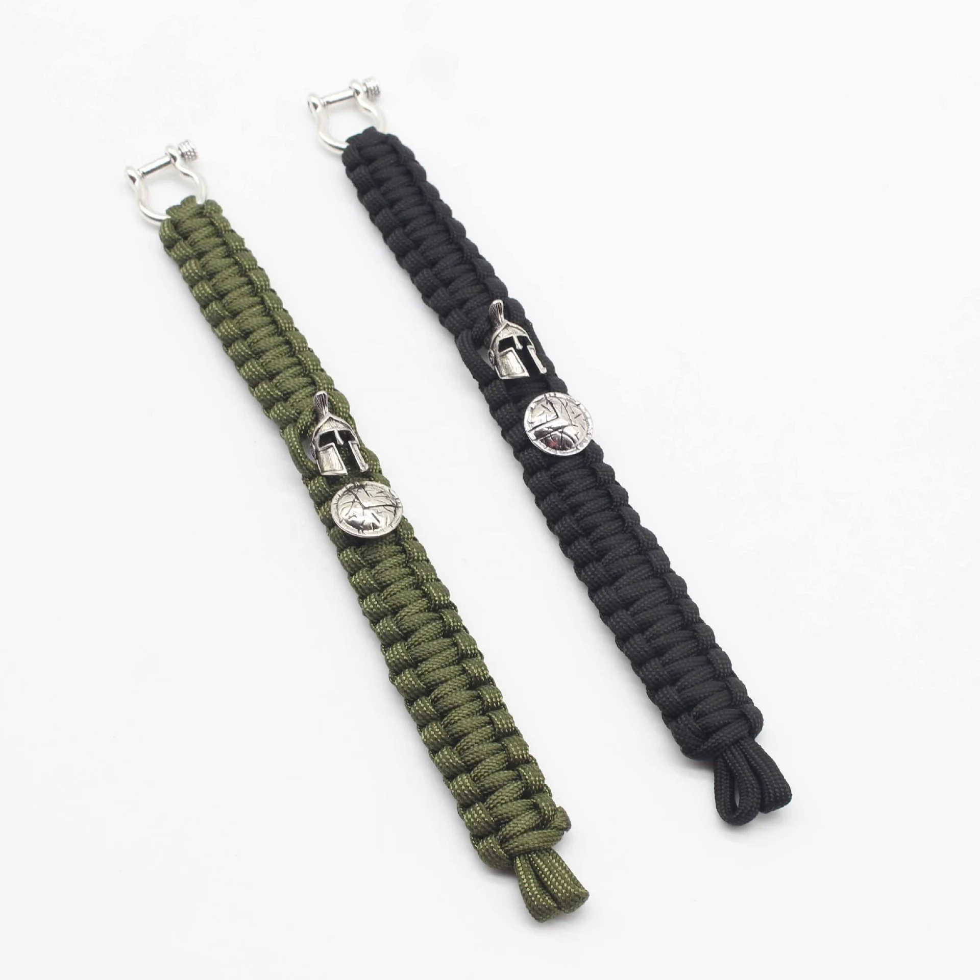 Outdoor EDC Camping Survival Simple Handmade Parachute Bracelet With Zircon Warrior And Helmet Decoration For Men