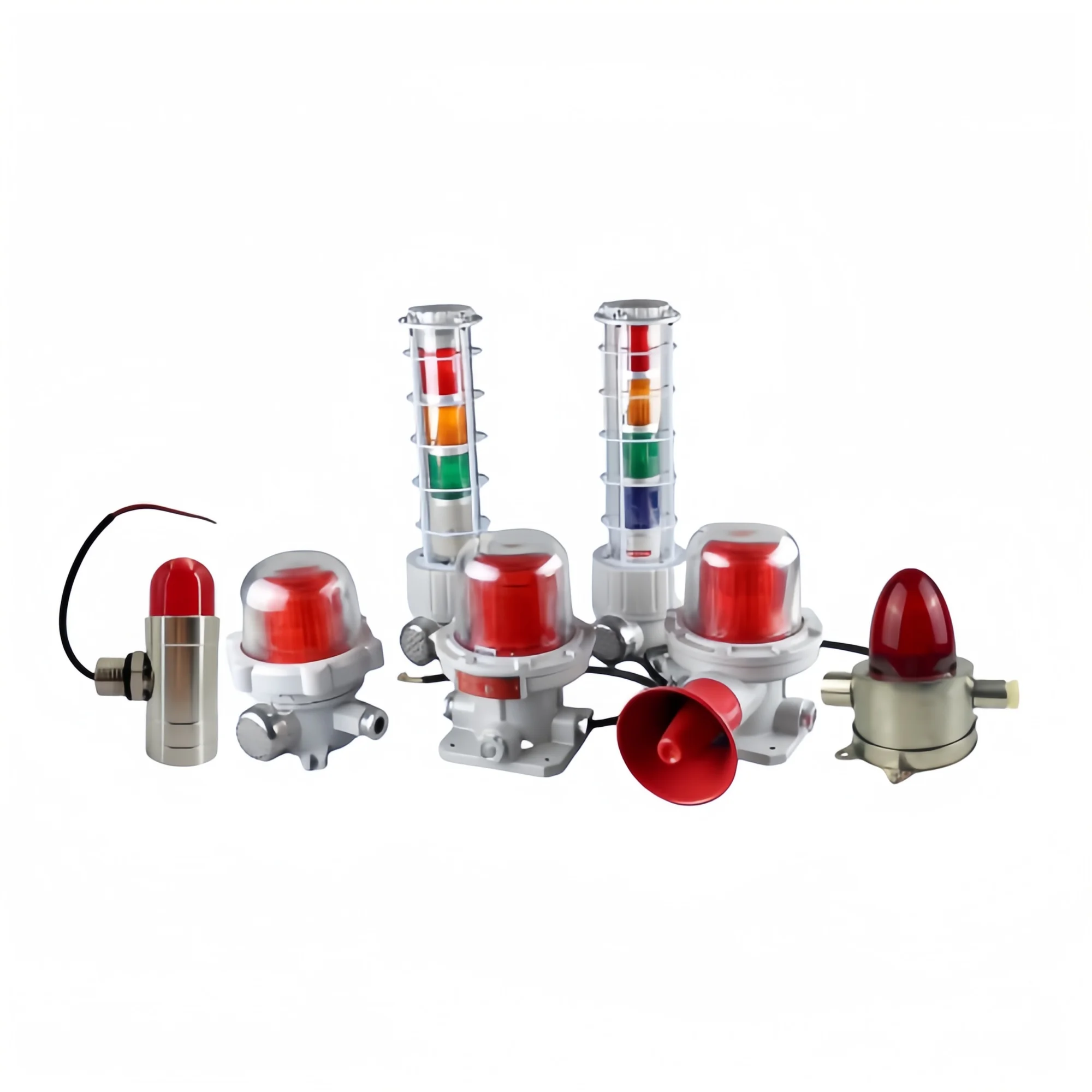 ATEX IP66 WF2 Anti Explosive Warning Light Siren Alarm Systems Red Steady Rotating Flashing Strobe Safety Fixture