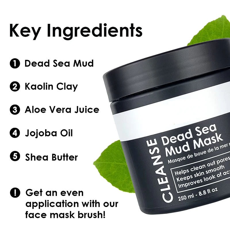 Private Label Women Men Natural Face Skin Care Improve Blackheads/Whiteheads/Acne/Clogged Pores Dead Sea Mud Mask For Oily Skin