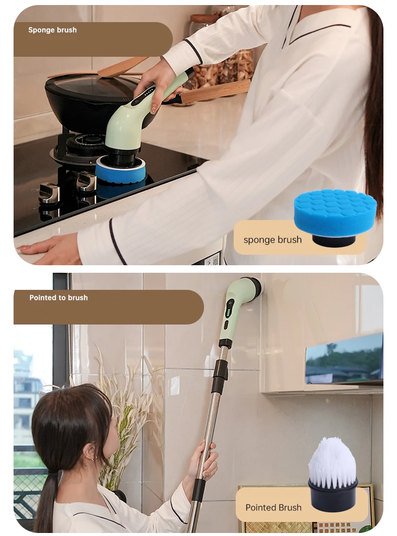 Electric Cleaning Brush USB Handheld Rotary Scrubber Power Brush Scrubber For Bathroom
