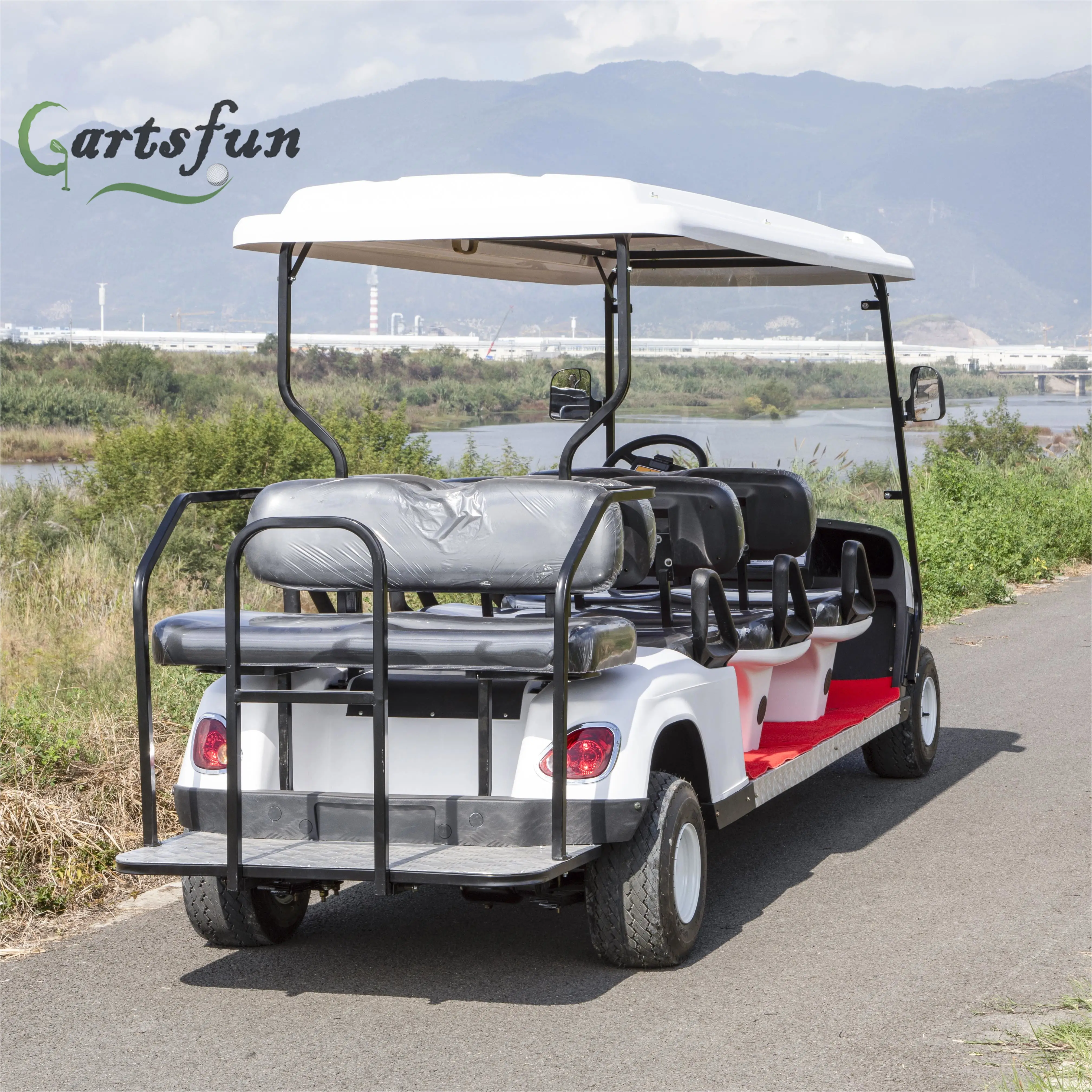 White Brand Hunting Car 8 Seat 48/60/72V Sightseeing Car Electric Lifted Golf Cart with Bumper
