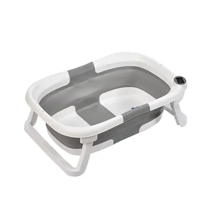 Eco-friendly Portable Big Size Plastic Toddler Foldable Bath Tubs Folding Baby Bathtub with Temperature display For Kids
