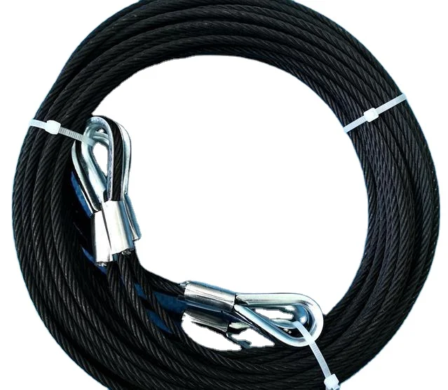 5mm Swaging Black Powder Coated Galvanized Steel Wire Rope Cable Sling Wth Double Loops on Both Ends