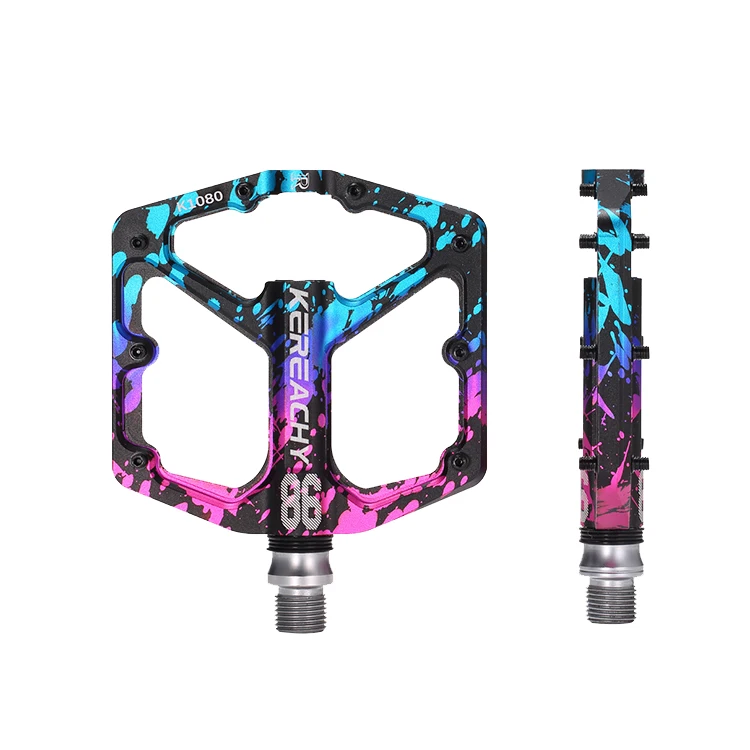 KEREACHY wholesale multi-color mountain bike ultra light non-slip pedal 3 bearing pedal aluminum alloy bicycle flat pedal