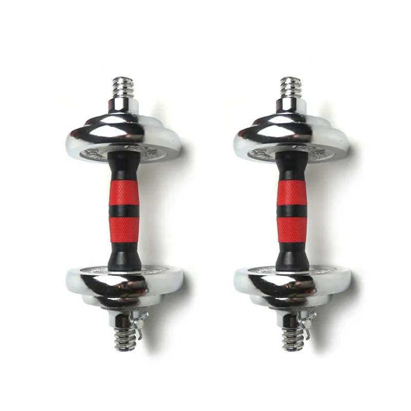 Factory cheap barbell electroplated chrome adjustable silver dumbbell barbell set combination plastic