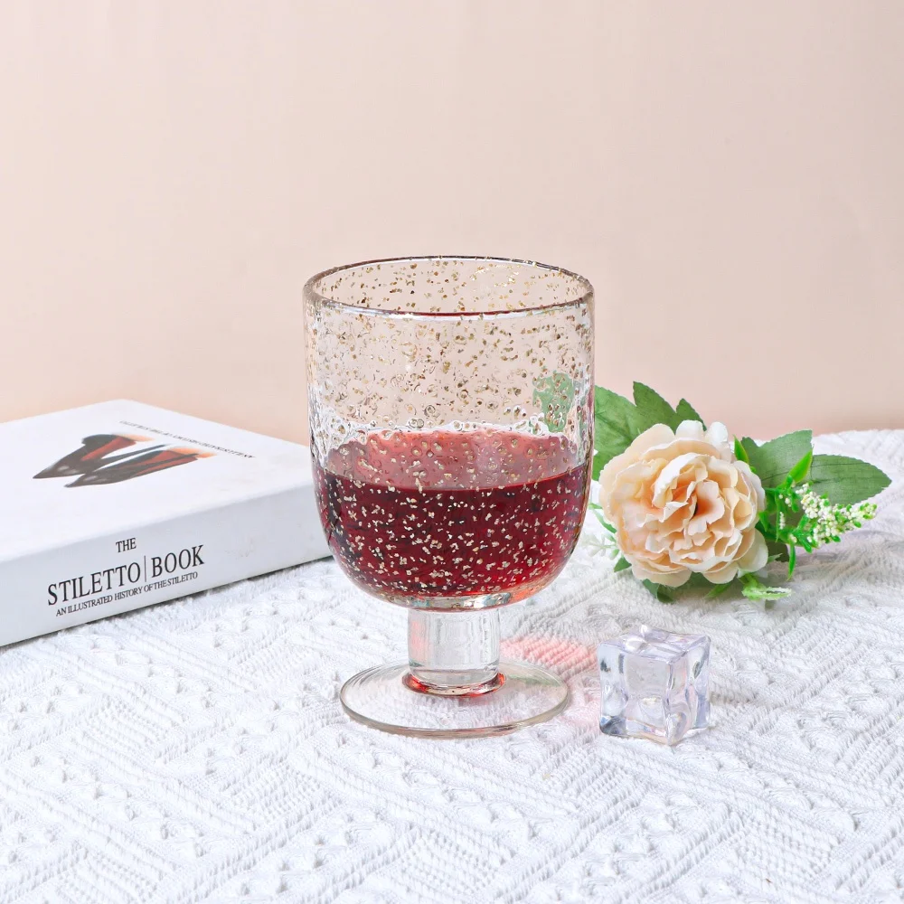 Telsen Wedding Gold Confetti Wine Glass Goblet Tumbler Carafe Pressed Glass Tableware