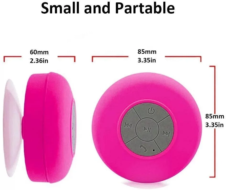 High quality mini wireless speaker hands-free waterproof bathroom stereo subwoofer music speaker with large suction cup