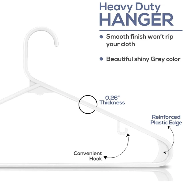 Wardrobe Slim Space Saving Hangers Plastic Tubular Shirt Hangers Durable Adult Heavy Duty Hangers