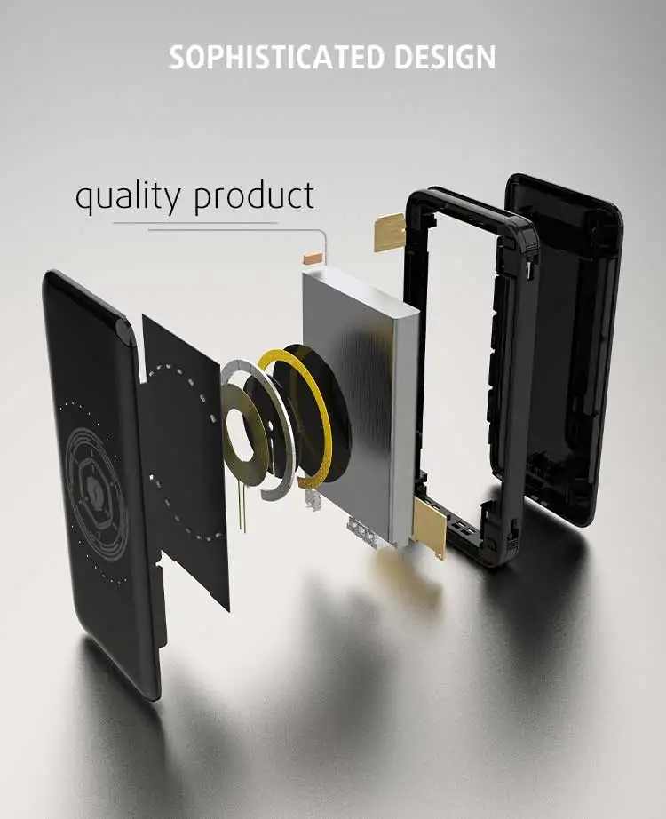 Wireless portable powerbank with lightning cable USB build in cable universal magnetic power bank for iphone 12/13