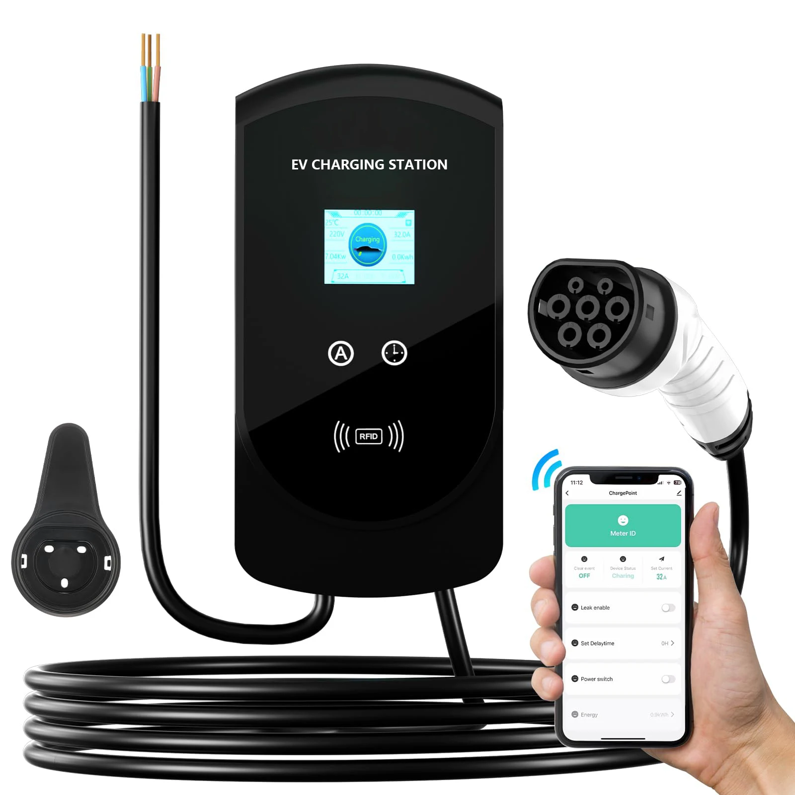 Factory 7kw 11kw 22kw AC EV Charger Wall-Mounted EV Charger type2 32A 3 phase Wallbox For EV Charging Station