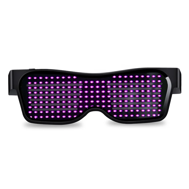 Customizable LED Light Up Glasses for Raves, Parties, Music Festivals, Halloween with USB Charging Editable APP Sunglasses