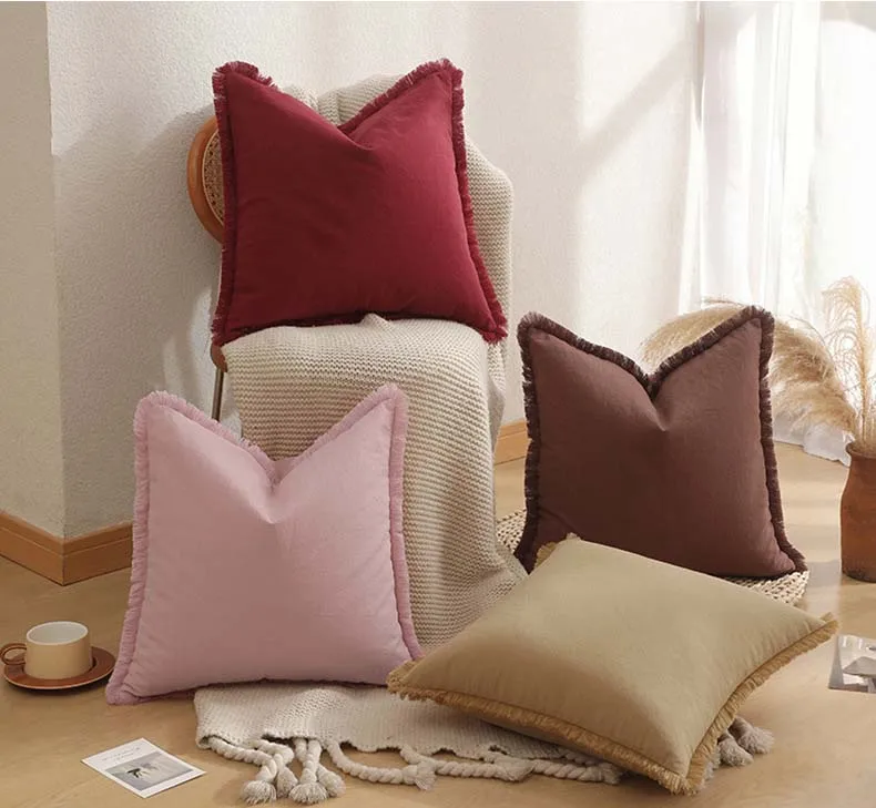 New Light Luxury Modern Bohemian Style Pillow Set Tassel Pillow Cushion B&B Sofa Cushion Cover