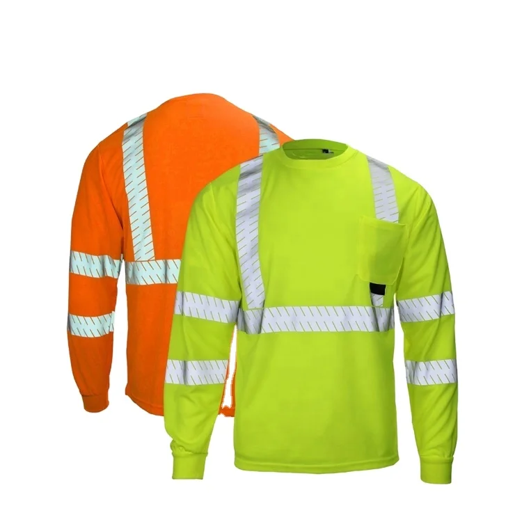 Breathable polyester moisture wicking birdeye safety shirt with reflective tape