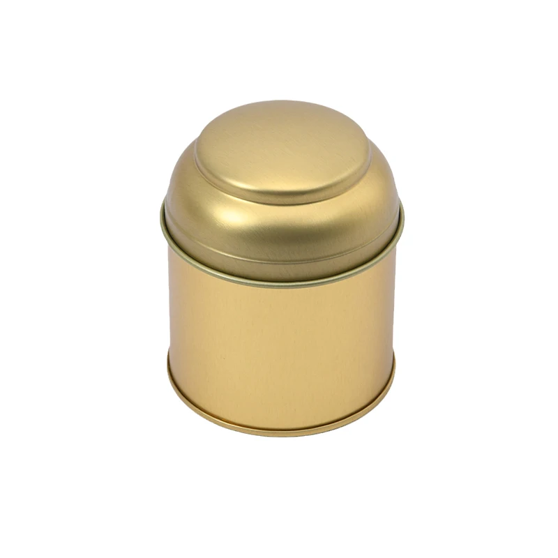 [In Stock] Wholesale Bulk New Small 50g Double Lid Tea Tin Round Black Gold White Metal Tea Container Tin With Lid  350ml