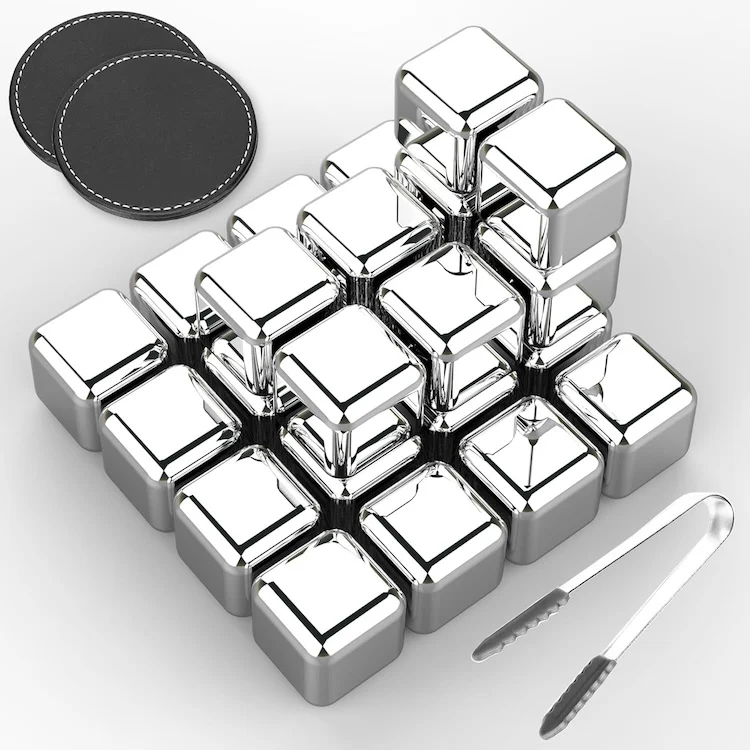Sales OEM 4/6/8/12 Pcs 304 Stainless Steel Ice Cube Whisky Chilling Stones Reusable Ice Cube Metal Wine Beer Cooler OEM