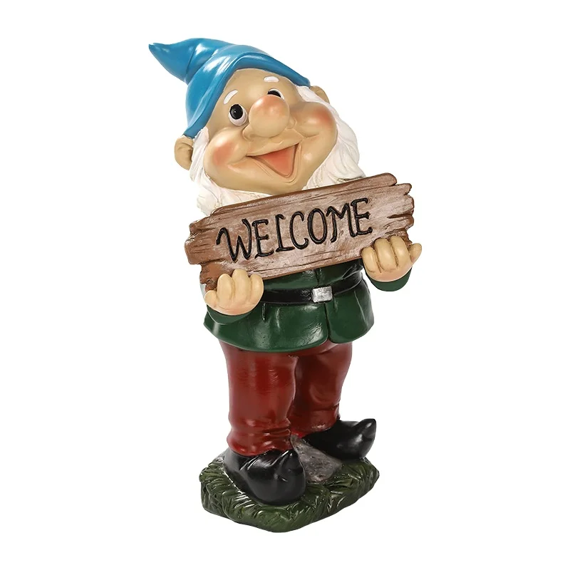 Cross-border Amazon welcome board resin dwarf outdoor garden decoration housewarming gift crafts